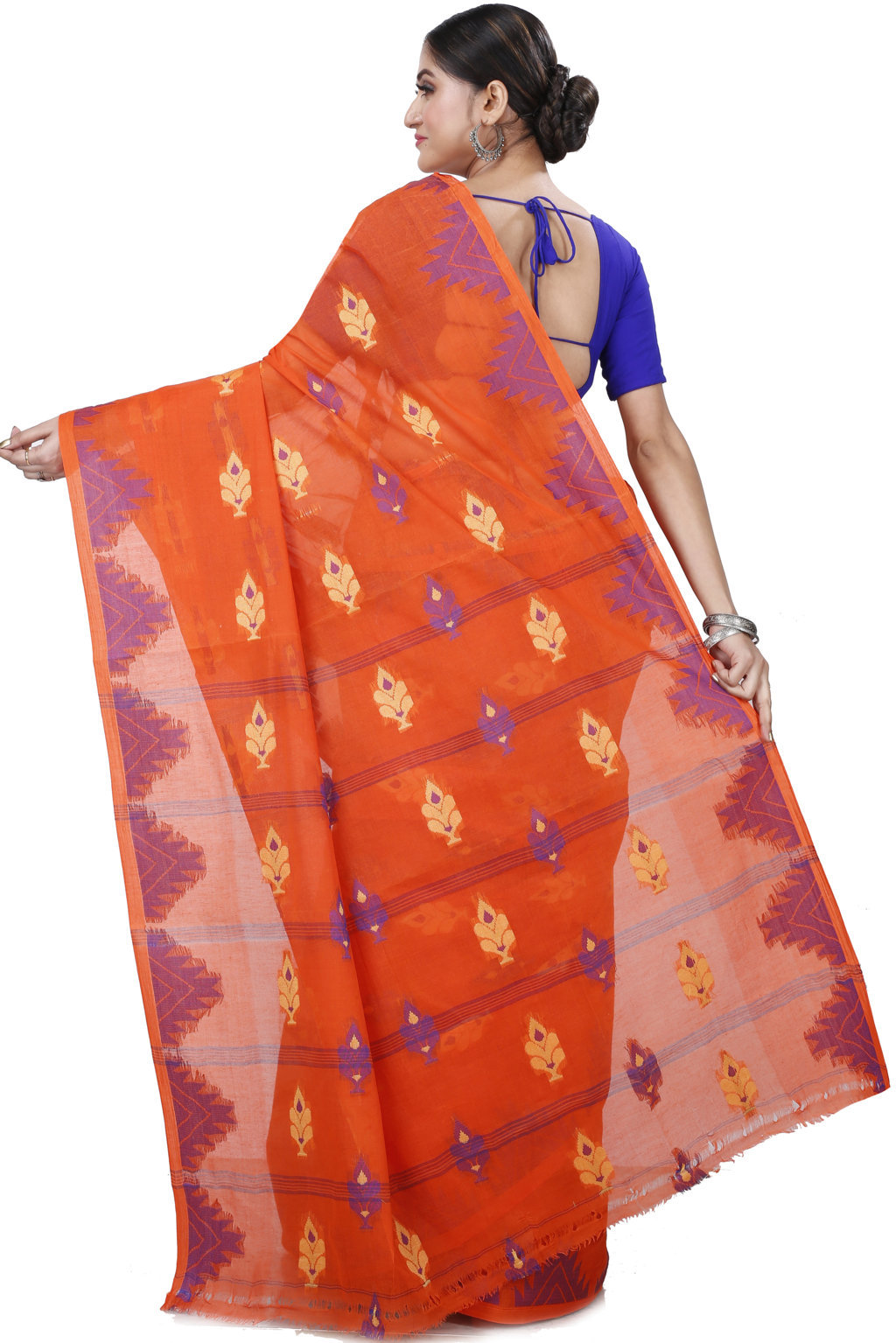 Orange Pure Cotton Sidra Tant Saree (1033)